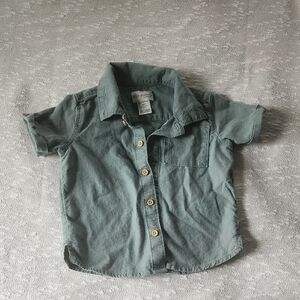 Carter's Green Button Down Shirt with Long Sleeves